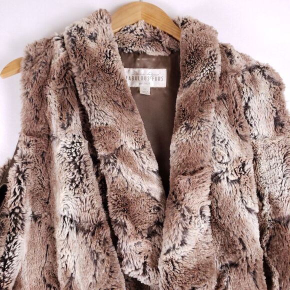 Fabulous Furs Faux Fur Vest Womens 3X Brown Super Soft Wrap Lined Cozy Layering - Picture 2 of 10